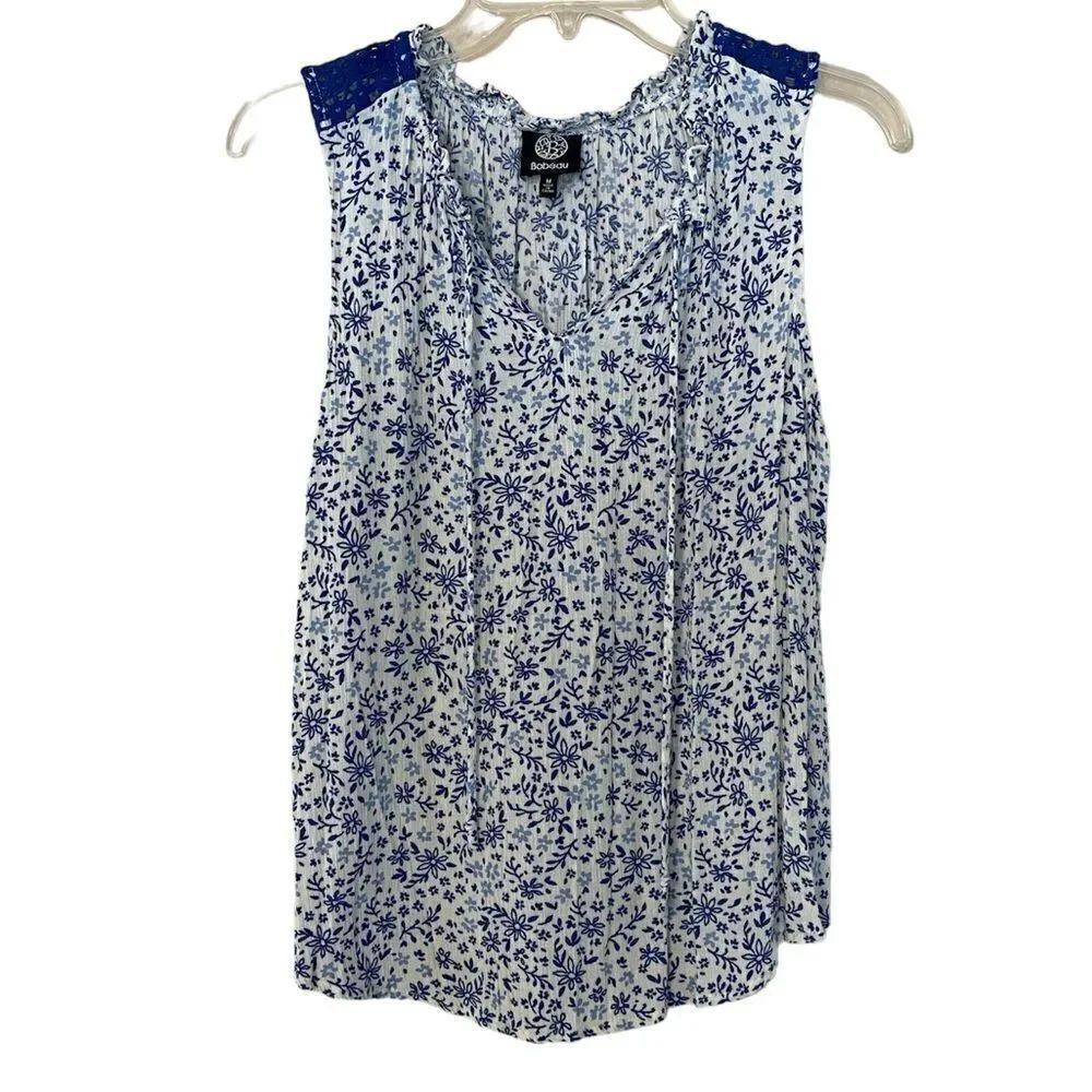 Bobeau Ruffled Neck Sleeveless Blouse